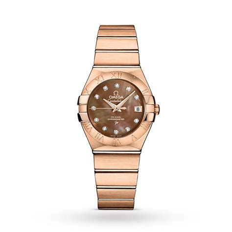 omega constellation ladies 18ct rose gold watch|Omega Constellation day date vintage.